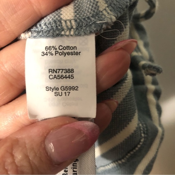 Madewell Women's medium Striped Melody off The Shoulder Top Tie Blue Cotton - Picture 8 of 8